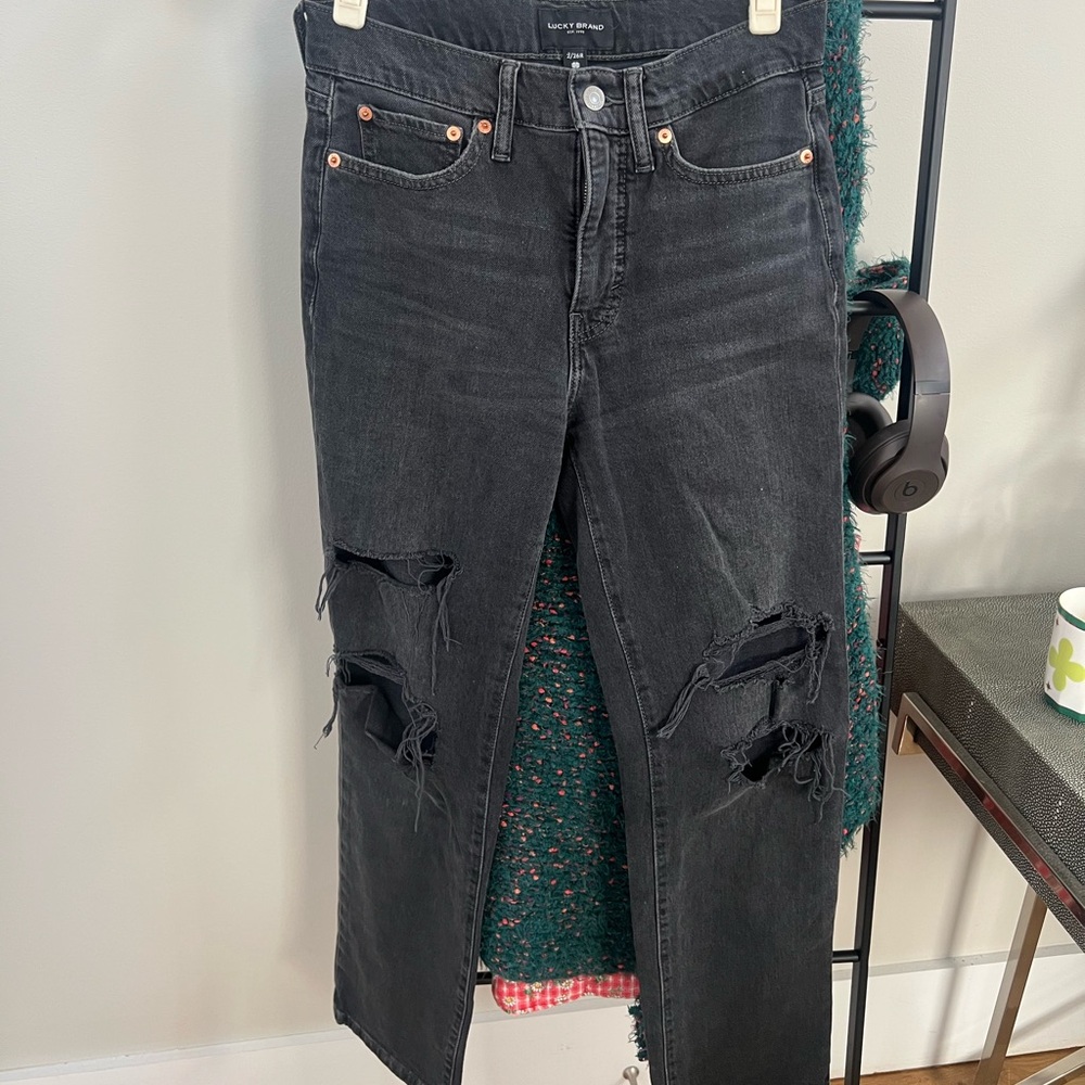 Lucky Brand Black Distressed Ankle Jeans